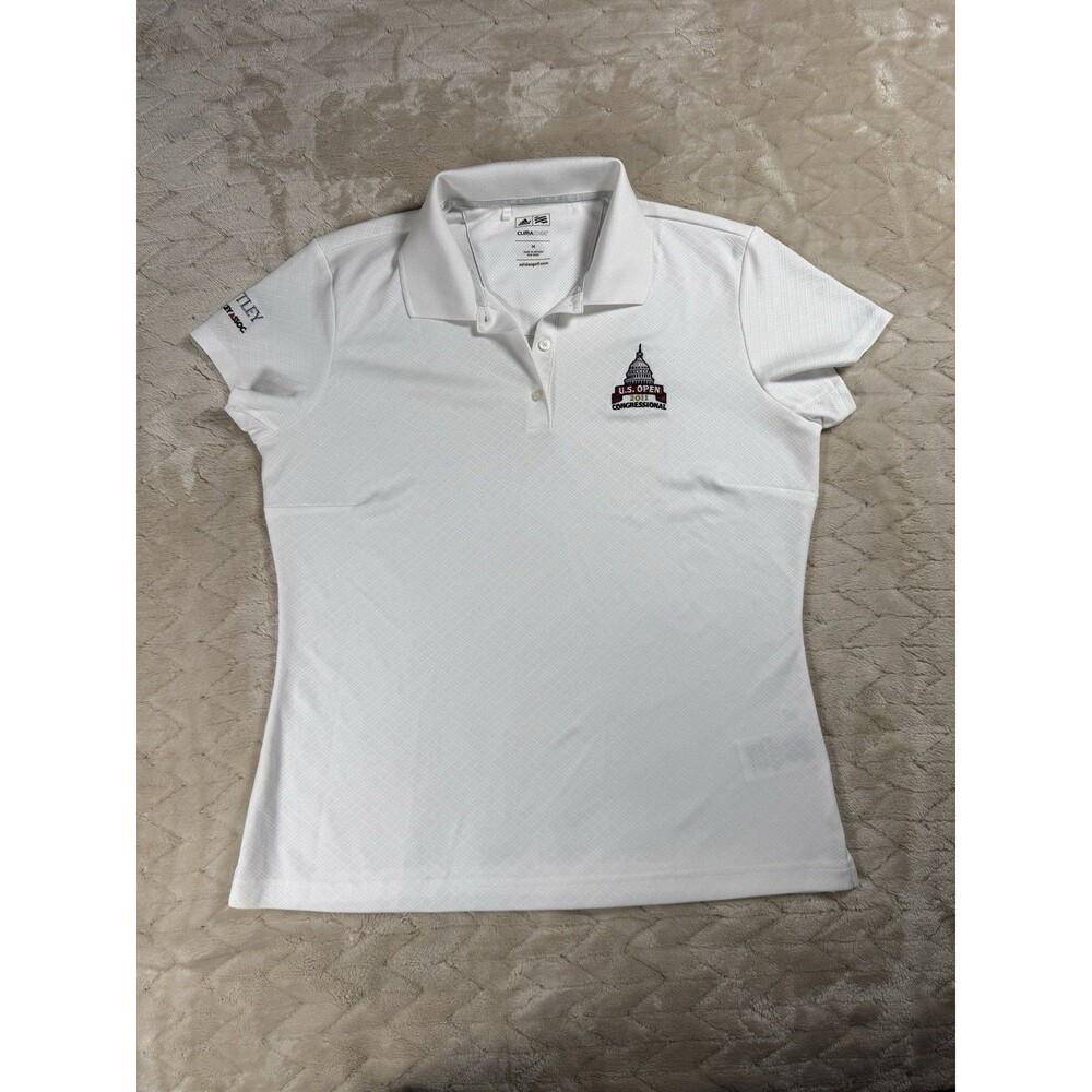 Adidas Golf White Polo M ClimaCool Preppy Golfcore Sporty Y2K